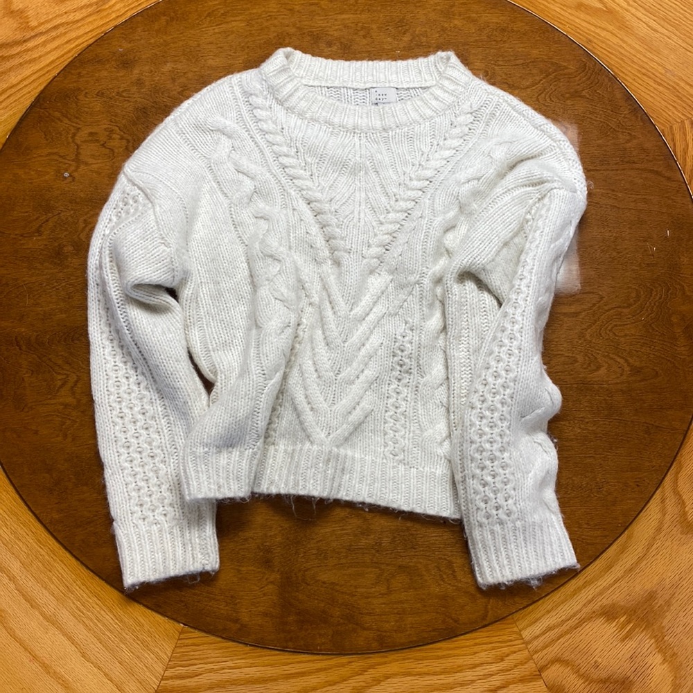 -white cable knit sweater
